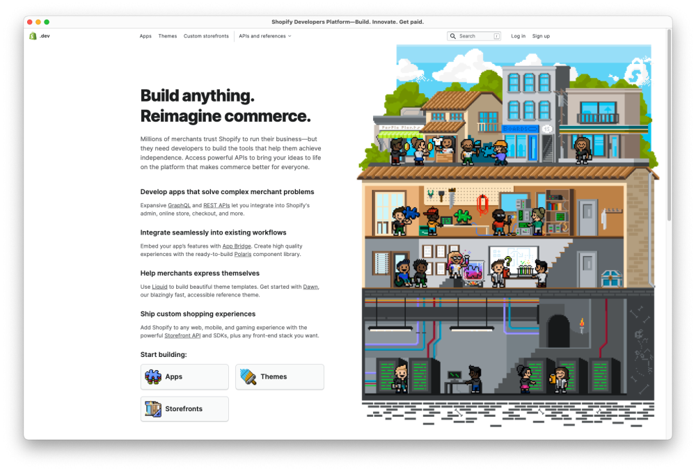 A screenshot of the official Shopify Developer Platform