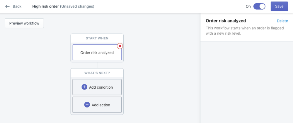 Shopify workflow screenshot