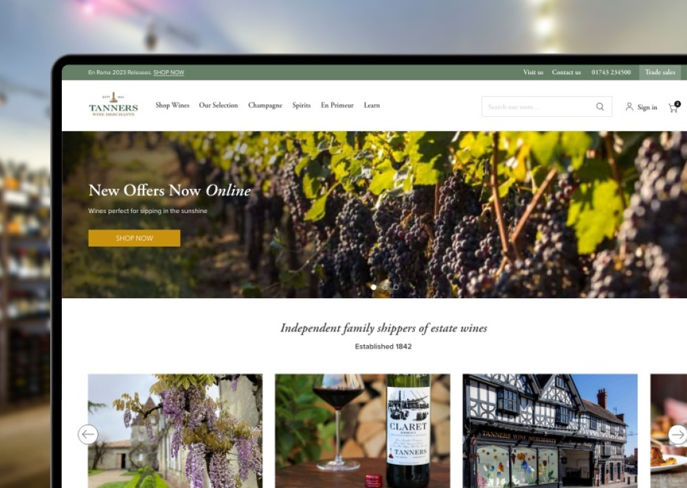 Tanners Wines website screenshot